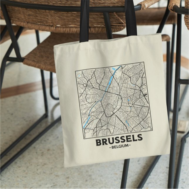 Brussels, Belgium City Map Tote Bag (Creator Uploaded)