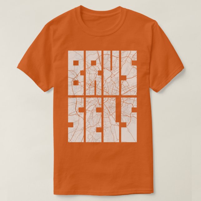 Brussels Belgium City Map Typography Light T-Shirt (Design Front)