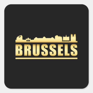 Brussels Belgium City Skyline Cityscape Funny Gift Square Sticker