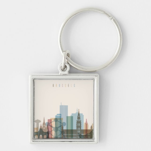 Brussels, Belgium | City Skyline Key Ring (Front)