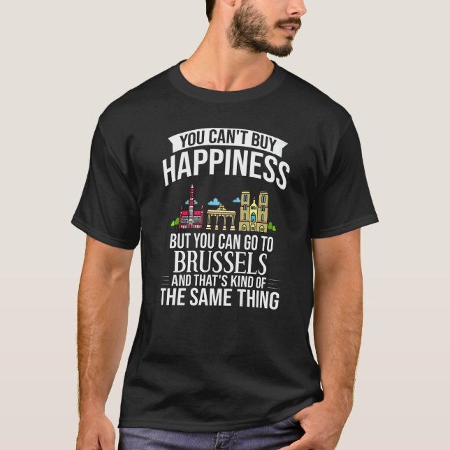Brussels Belgium City Skyline Map Travel T-Shirt (Front)