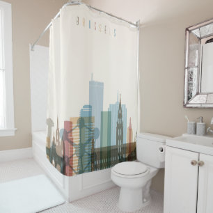 Brussels, Belgium   City Skyline Shower Curtain