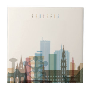 Brussels, Belgium City Skyline Tile