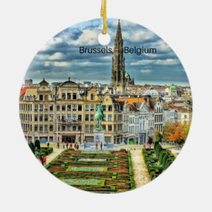 Brussels, Belgium cityscape photo Ceramic Tree Decoration