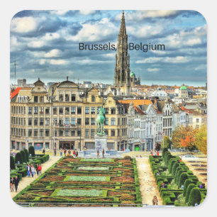 Brussels, Belgium cityscape photo Square Sticker