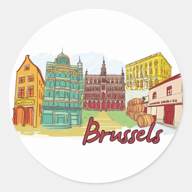 Brussels Belgium Classic Round Sticker (Front)