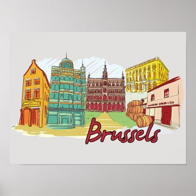 Brussels, Belgium Famous City Poster (Front)