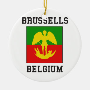 Brussels Belgium Flag Ceramic Tree Decoration