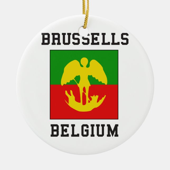 Brussels Belgium Flag Ceramic Tree Decoration (Front)