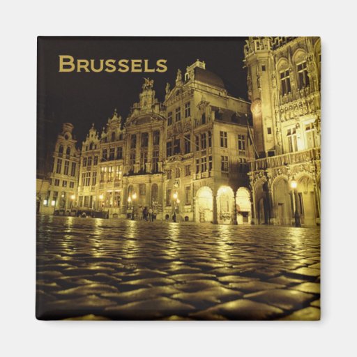 Image of Brussels Belgium Nighttime Souvenir Fridge Magnets