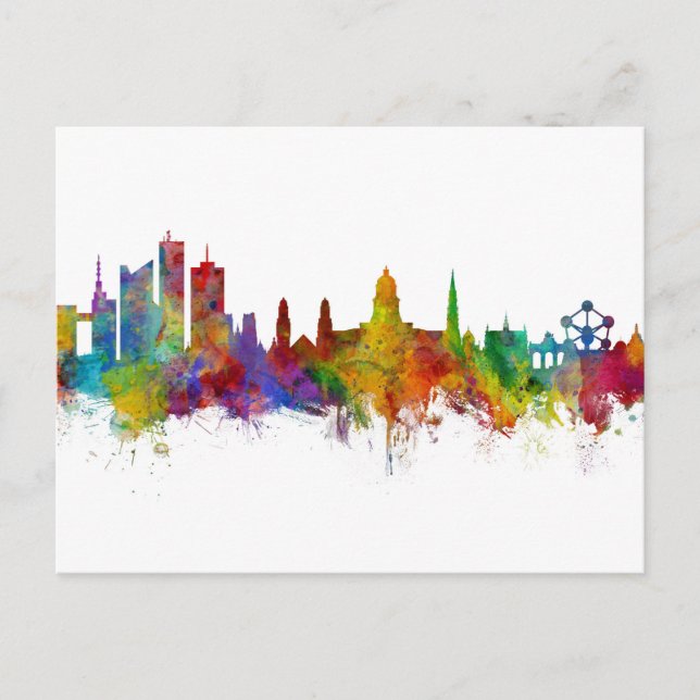 Brussels Belgium Skyline Postcard (Front)