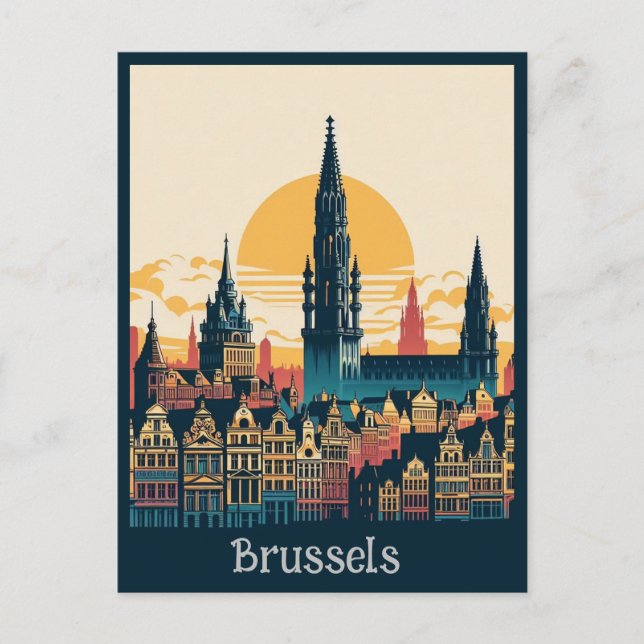 Brussels, Belgium stylist  painting Holiday Postcard (Front)
