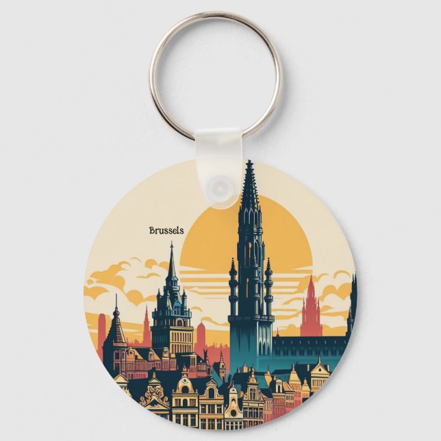 Brussels, Belgium stylist painting Key Ring (Front)