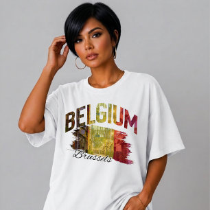 Brussels Belgium Travel Brushstroke Tri-Blend Shirt