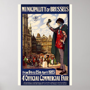 Brussels Belgium Vintage Travel Poster