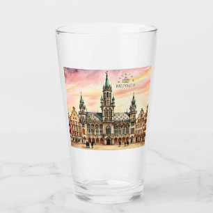 Brussels Belgium Watercolor Grand Palace Glass