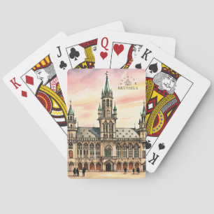 Brussels Belgium Watercolor Grand Palace Playing Cards