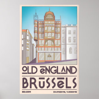 Brussels City Poster Stylised Streetscape