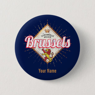 Brussels Europe Capital Belgium Retro Lion Vintage 6 Cm Round Badge