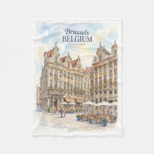 Brussels Grand Place Historic Fleece Blanket