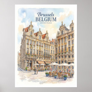 Brussels Grand Place Historic  Poster