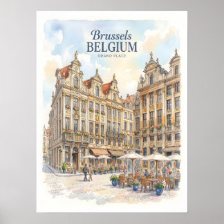 Brussels Grand Place Historic Poster