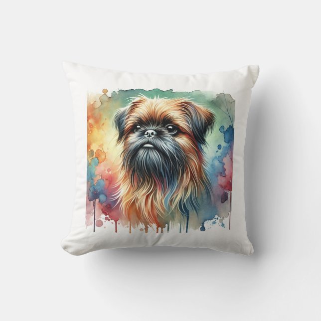 Brussels Griffon 211024AREF125 - Watercolor Cushion (Front)