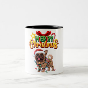 Brussels Griffon Christmas Lights Xmas Dogs Gifts Two-Tone Coffee Mug