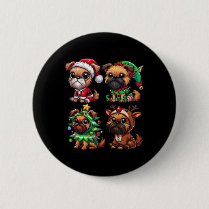 Brussels Griffon Christmas Tree Santa Elf Costume 6 Cm Round Badge