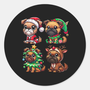 Brussels Griffon Christmas Tree Santa Elf Costume Classic Round Sticker