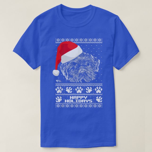 Brussels Griffon Cute Happy Holidays Christmas  T-Shirt (Design Front)