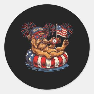 Brussels Griffon Dog 250th Aamerica Patriotic Usa Classic Round Sticker