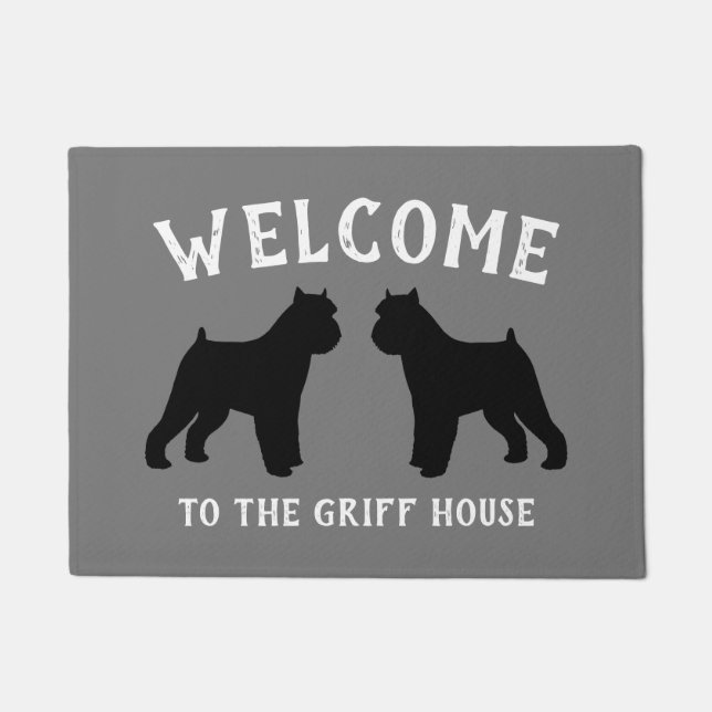 Brussels Griffon Dog Breed Silhouettes Custom Doormat (Front)