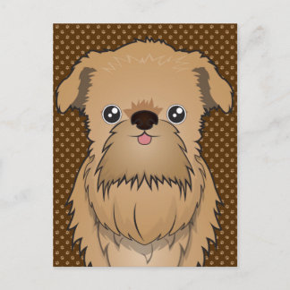 Brussels Griffon Dog Cartoon Paws Postcard