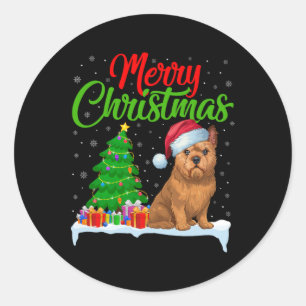Brussels Griffon Dog Christmas Tree Lights Xmas Do Classic Round Sticker
