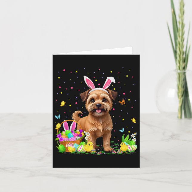 Brussels Griffon Dog Easter Egg Hunt Bunny Ear Hap Card (Front)