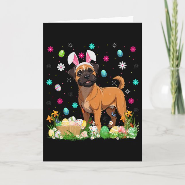 Brussels Griffon Dog Easter Egg Hunt Bunny Ear Hap Card (Front)