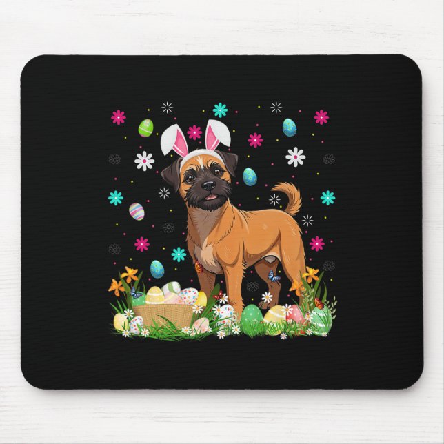 Brussels Griffon Dog Easter Egg Hunt Bunny Ear Hap Mouse Mat (Front)