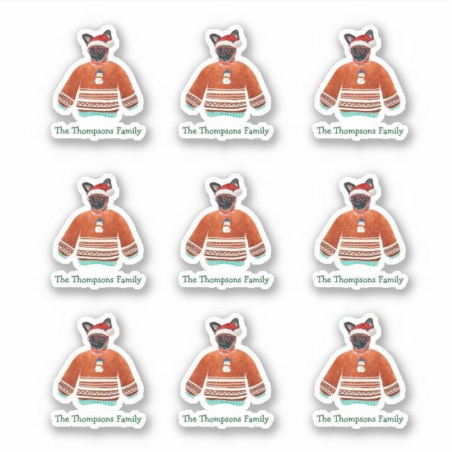 Brussels Griffon Dog Family Ugly Christmas Sweater (Front)