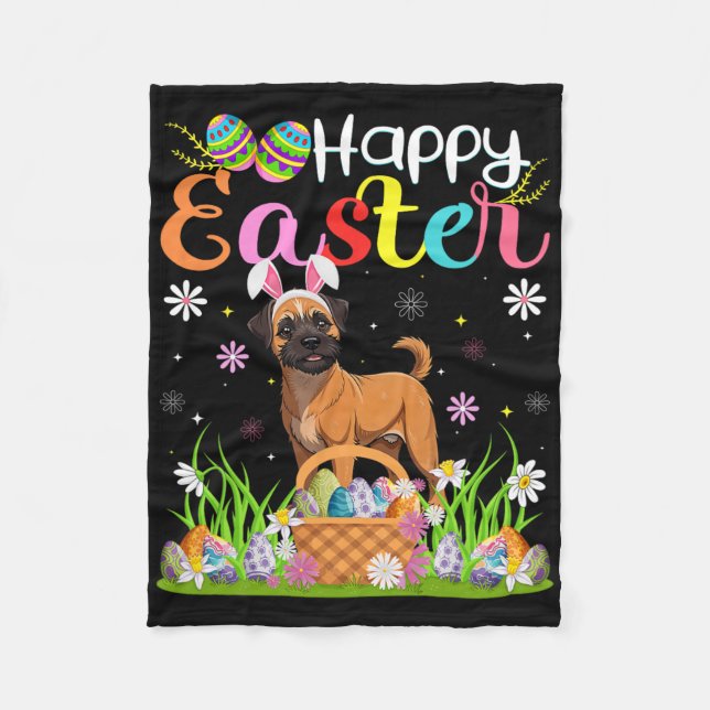 Brussels Griffon Dog Happy Easter Egg Hunt Bunny E Fleece Blanket (Front)