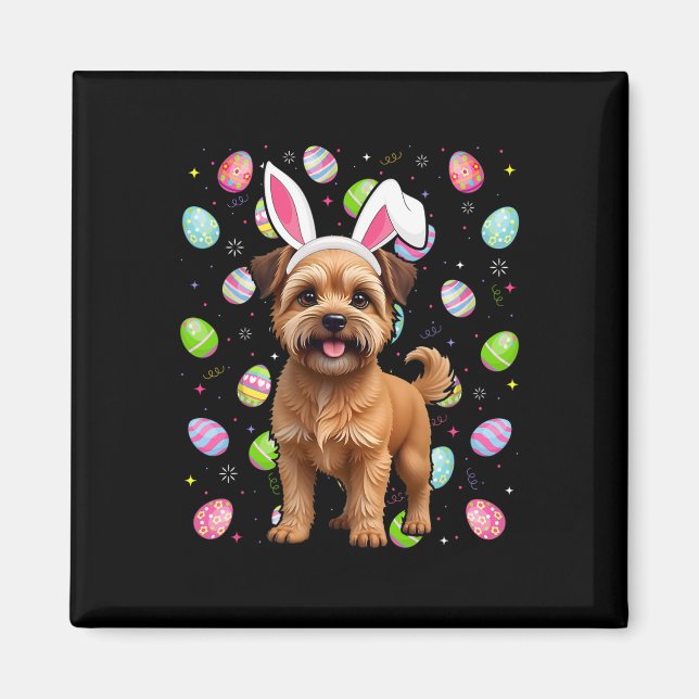 Brussels Griffon Dog Happy Easter Egg Hunt Bunny E Magnet (Front)