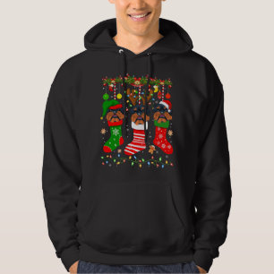 Brussels Griffon Dog In Christmas Socks Lights Xma Hoodie