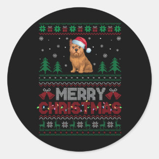 Brussels Griffon Dog Lovers Santa Hat Christmas Tr Classic Round Sticker