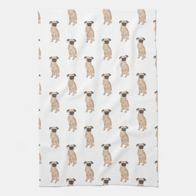 Brussels Griffon Dog Pattern Tea Towel (Vertical)