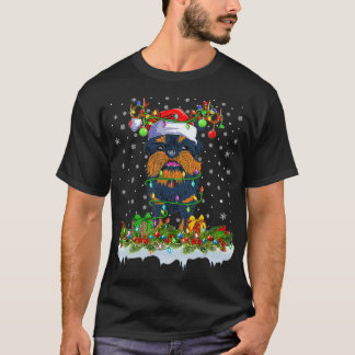 Brussels Griffon Dog Santa Hat Reindeer Christmas  T-Shirt