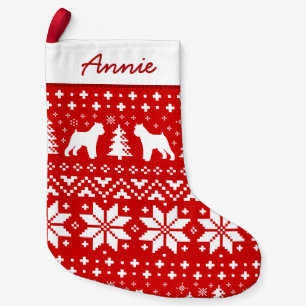 Brussels Griffon Dog Silhouettes Holiday Pattern Small Christmas Stocking