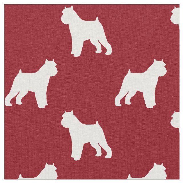 Brussels Griffon Dog Silhouettes Red and White Fabric (Close Up)