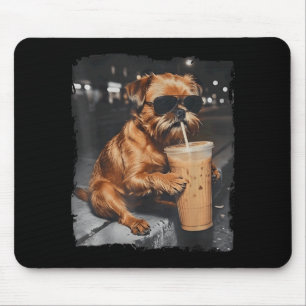 Brussels Griffon Drinking Iced Coffee Funny Dog Mouse Mat