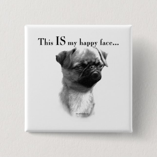 Brussels Griffon Happy Face 15 Cm Square Badge (Front)