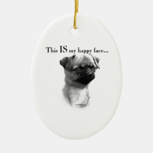 Brussels Griffon Happy Face Ceramic Tree Decoration